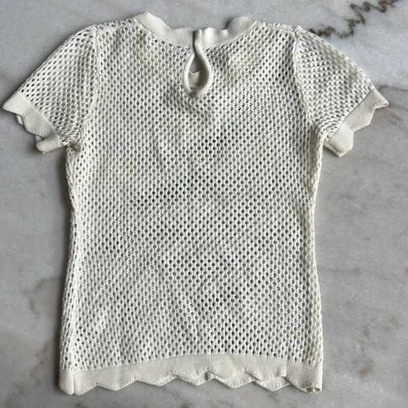 Revolve One Grey Day crocheted mesh short sleeve sweater - Picture 8 of 10